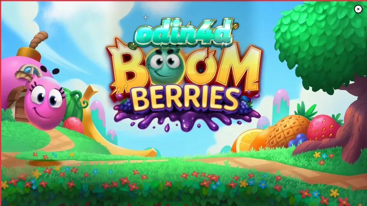 Pemandangan desa dongeng penuh buah dalam slot Boomberries